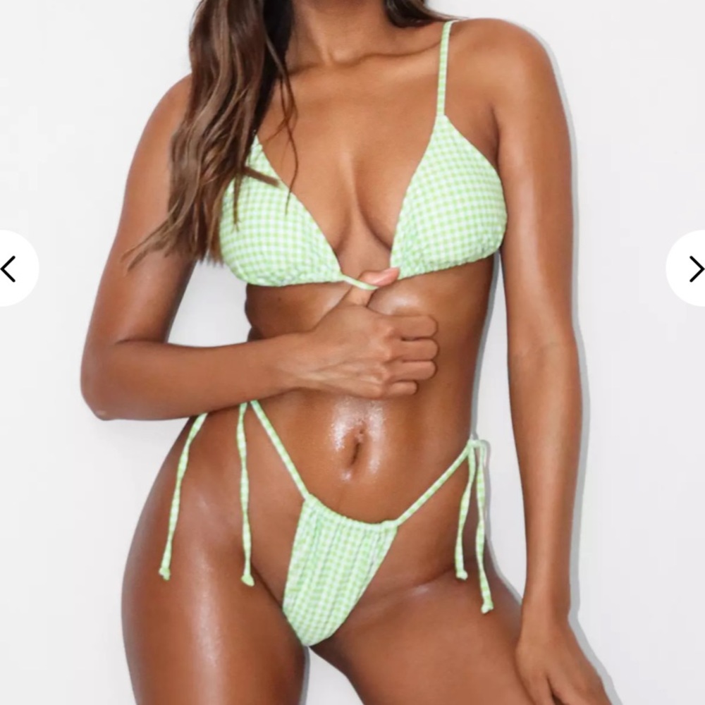 Missguided green Gingham Bikini Set NWOT